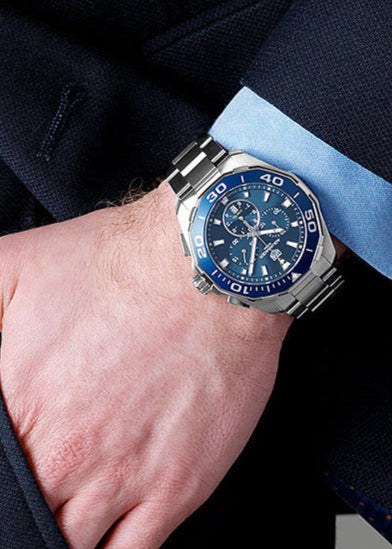 Tag Heuer Aquaracer Blue Dial SIlver Steel Strap Watch for Men - CAY111B.BA0927