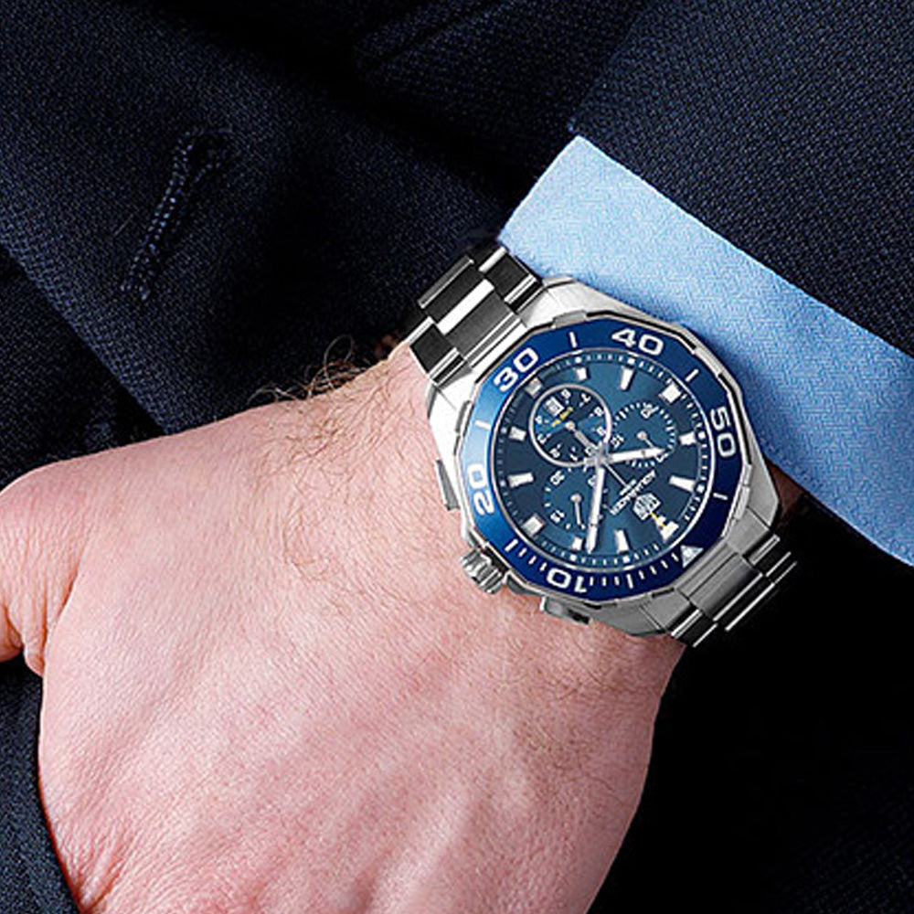 Tag Heuer Aquaracer Blue Dial SIlver Steel Strap Watch for Men - CAY111B.BA0927