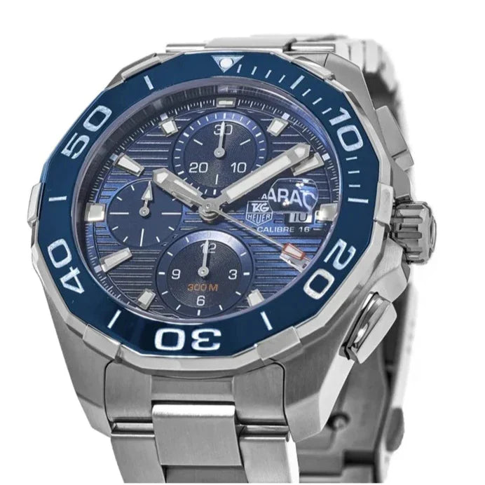 Tag Heuer Aquaracer Calibre 16 43mm Blue Dial Silver Steel Strap Watch for Men - CAY211B.BA0927