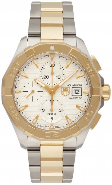 Tag Heuer Aquaracer Caliber 16 Automatic White Dial Two Tone Steel Strap Watch for Men - CAY2121.BB0923