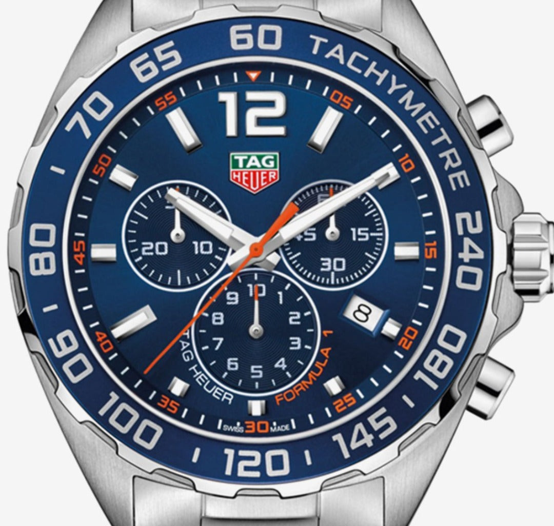 Tag Heuer Formula 1 Chronograph Blue Dial Silver Steel Strap Watch for Men - CAZ1014.BA0842