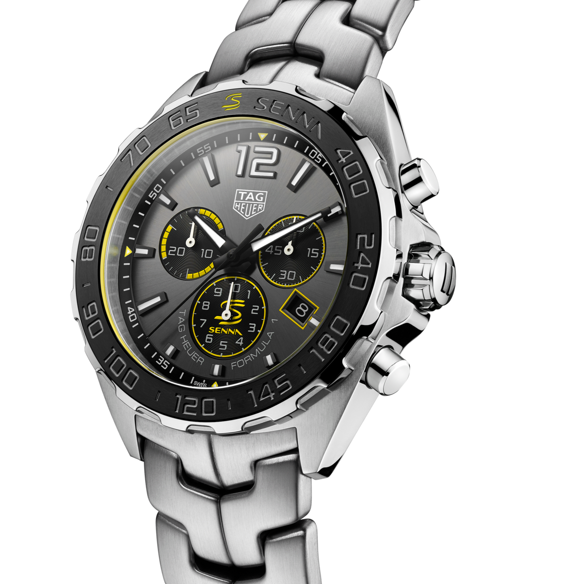 Tag Heuer Formula 1 Ayrton Senna Special Edition Grey Dial Silver Steel Strap Watch for Men - CAZ101AF.BA0637