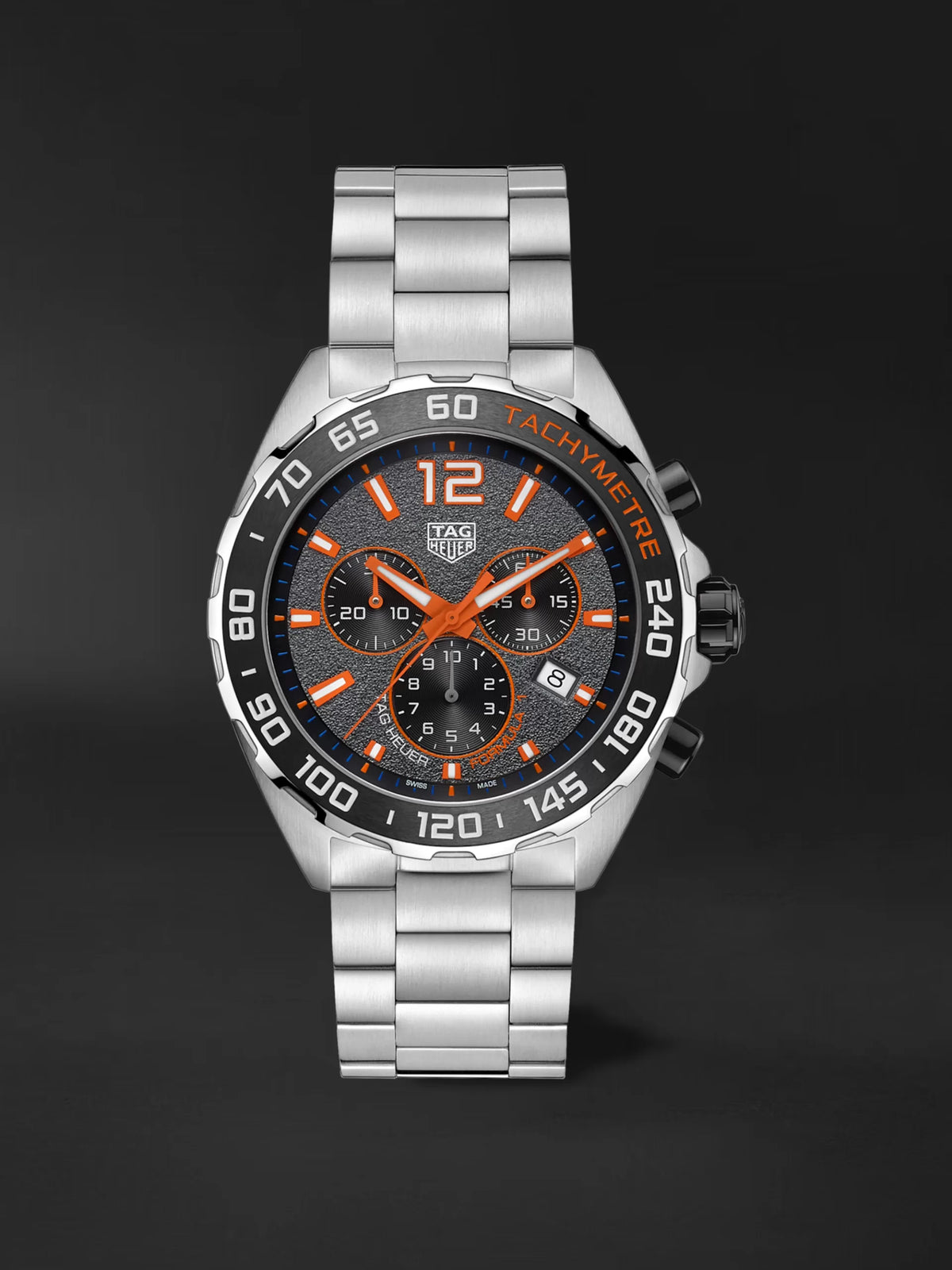 Tag Heuer Formula 1 Chronograph Ceramic Black Dial Silver Steel Strap Watch for Men - CAZ101AH.BA0842