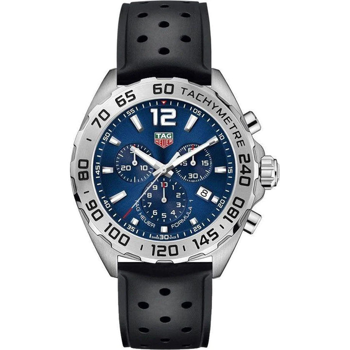 Tag Heuer Formula 1 Chronograph Blue Dial Black Rubber Strap Watch for Men - CAZ101K.FT8024