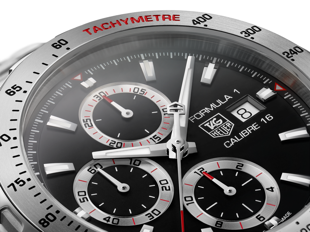 Tag Heuer Formula 1 Calibre 16 Automatic Chronograph Black Dial Silver Steel Strap Watch for Men - CAZ2010.BA0876