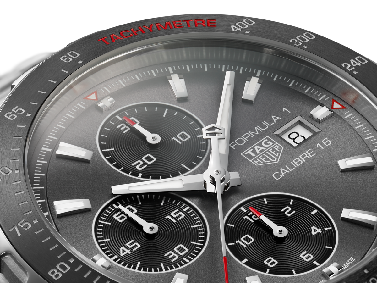 Tag Heuer Formula 1 Automatic Chronograph Grey Dial Silver Strap Watch for Men - CAZ2012.BA0876