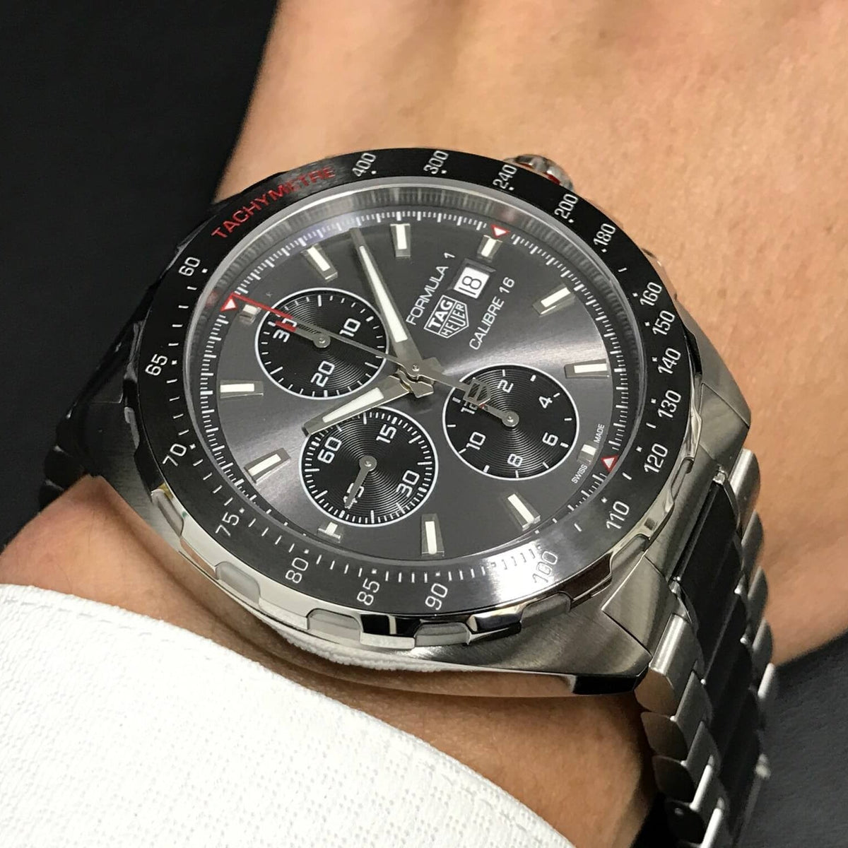 Tag Heuer Formula 1 Automatic Chronograph Grey Dial Two Tone Strap Watch for Men - CAZ2012.BA0970