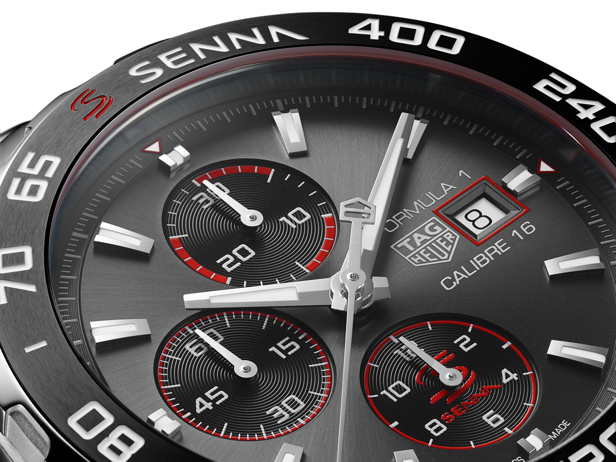 Tag Heuer Formula 1 Chronograph Senna Grey Dial Silver Steel Strap Watch for Men - CAZ201D.BA0633