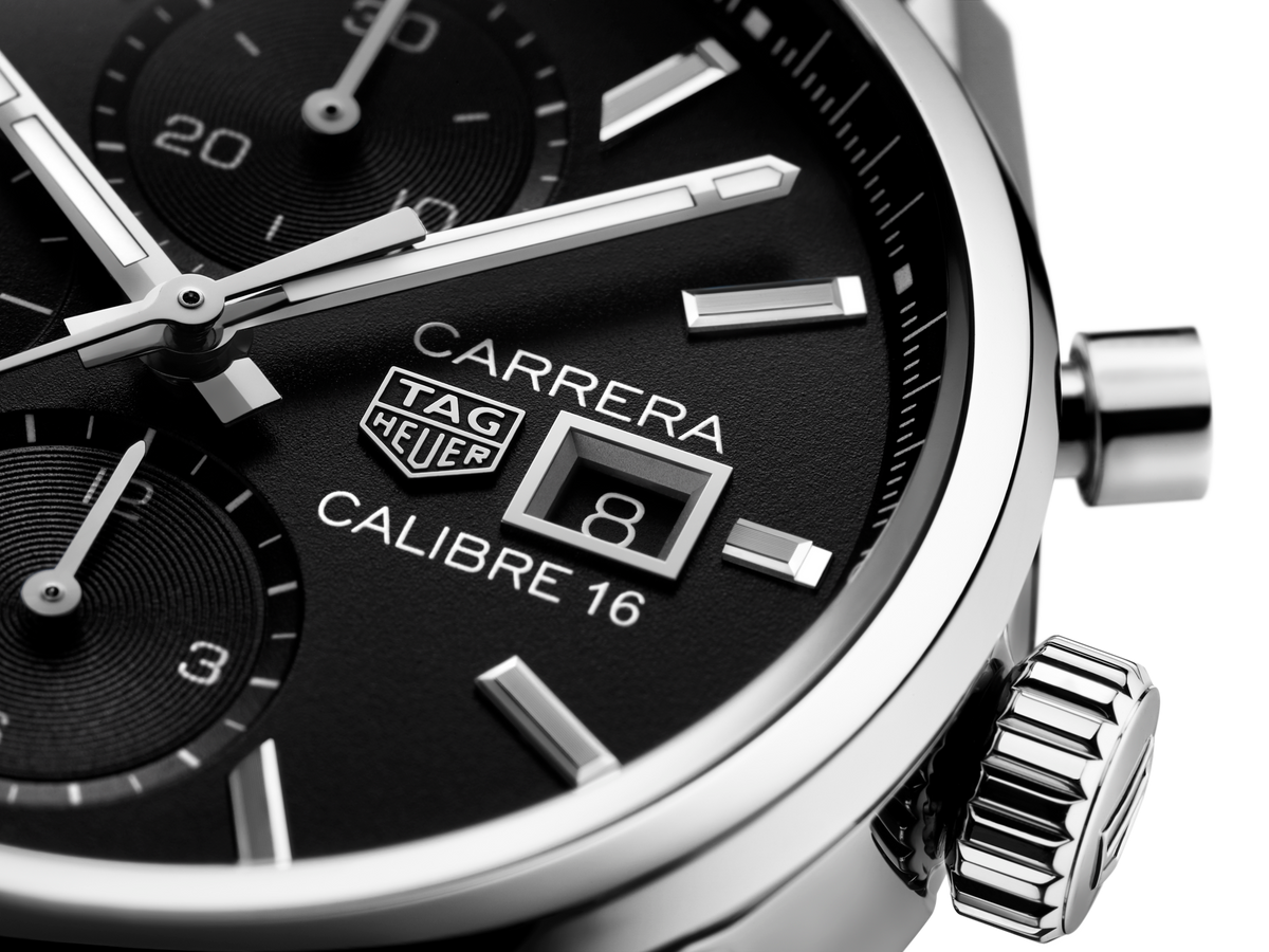 Tag Heuer Carrera Automatic Chronograph Black Dial Silver Steel Strap Watch for Men - CBK2110.BA0715