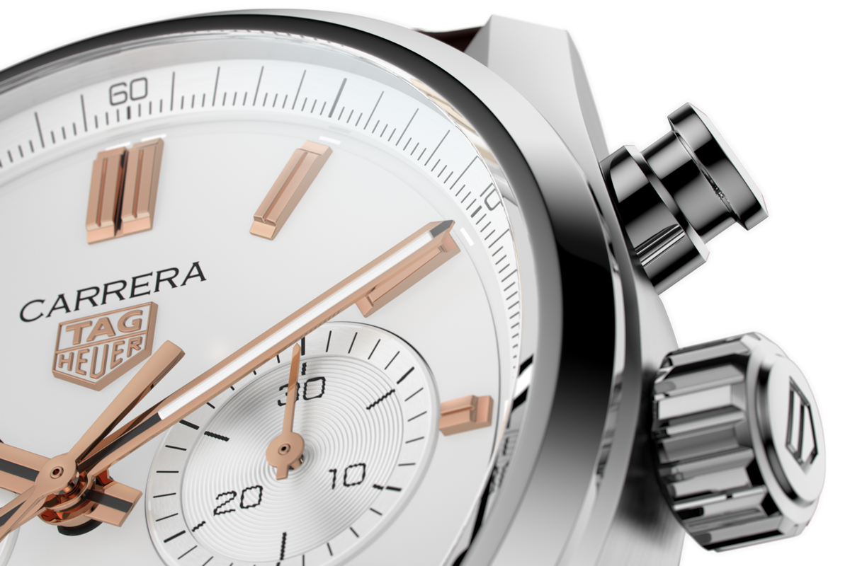 Tag Heuer Carrera Chronograph White Dial Brown Leather Strap Watch for Men - CBN2013.FC6483
