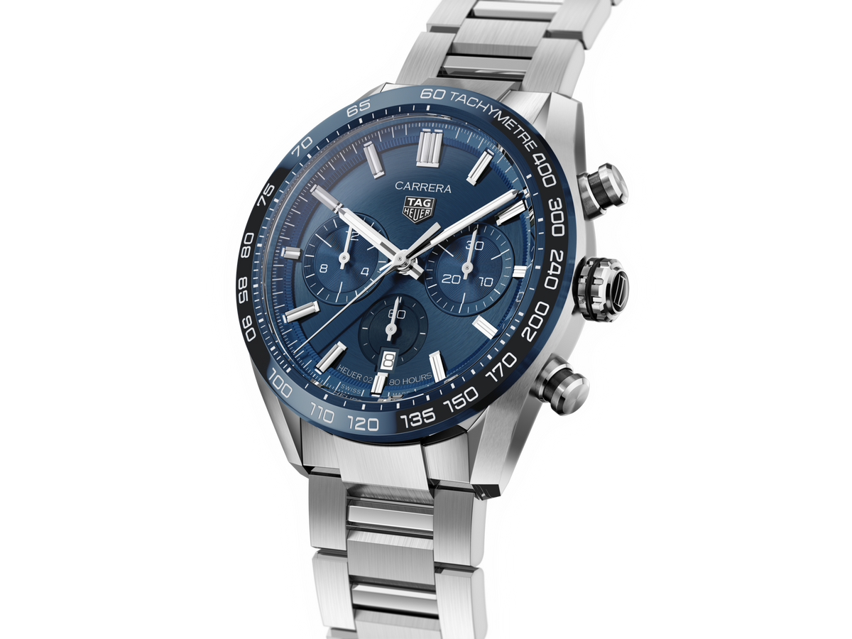 Tag Heuer Carrera Chronograph Blue Dial Silver Steel Strap Watch for Men - CBN2A1A.BA0643