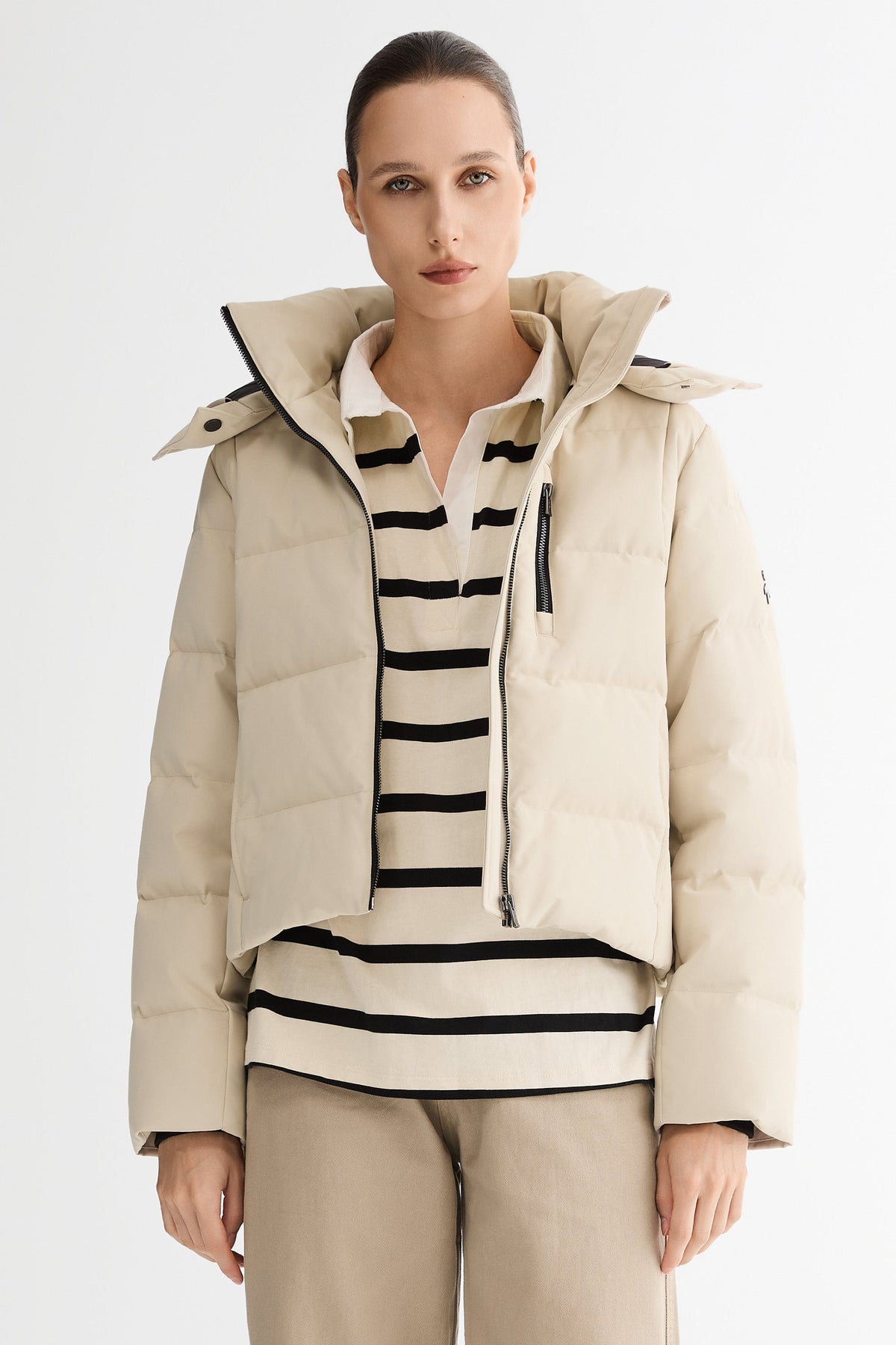 CityForm Short Detachable Hood Down Jacket