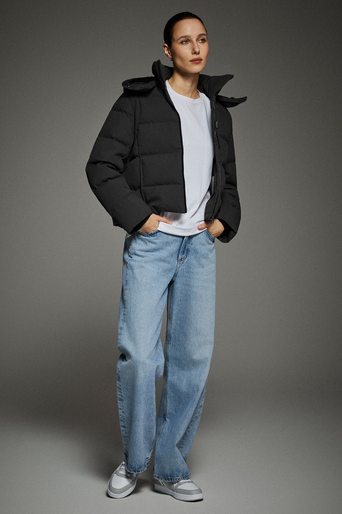 CityForm Short Detachable Hood Down Jacket