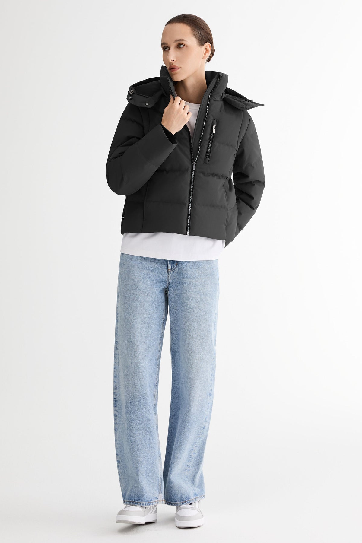 CityForm Short Detachable Hood Down Jacket