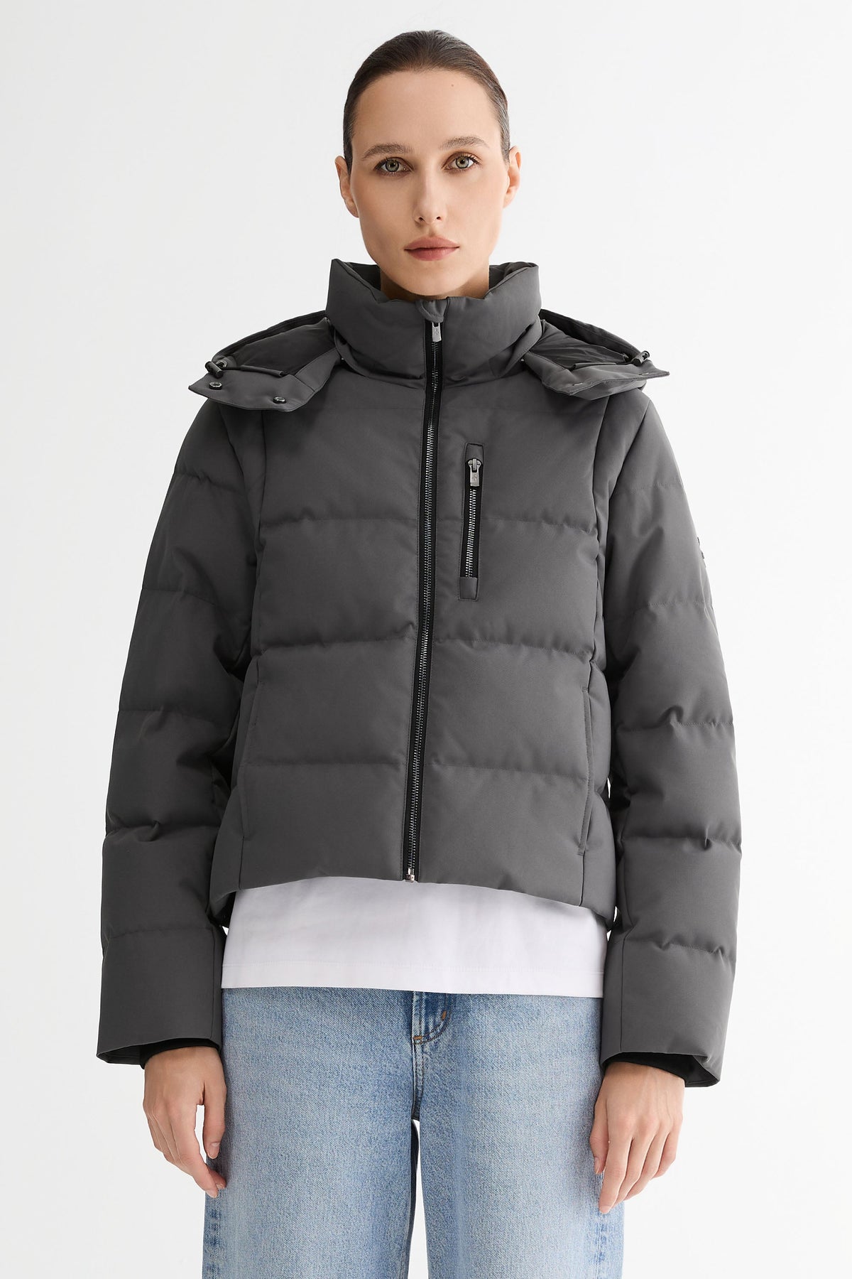 CityForm Short Detachable Hood Down Jacket