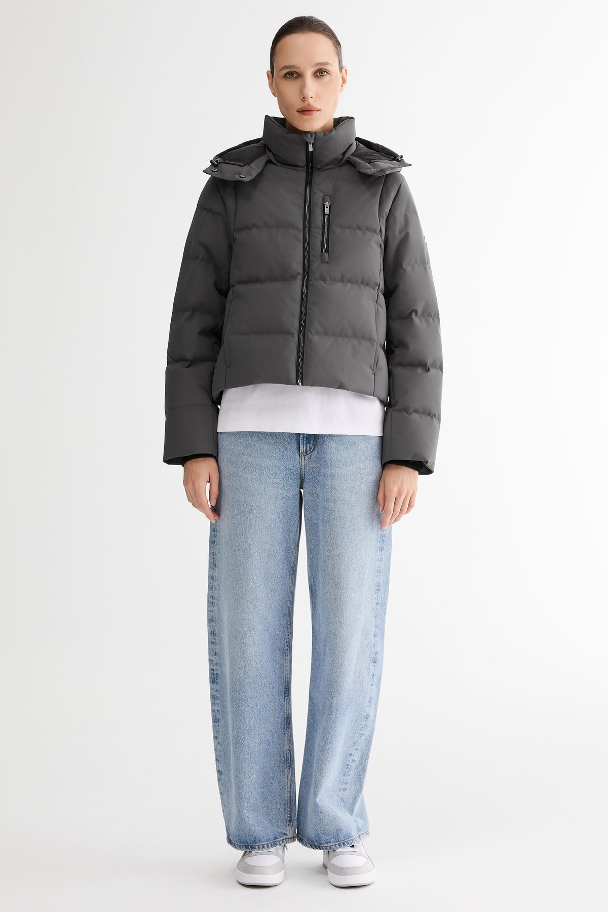 CityForm Short Detachable Hood Down Jacket
