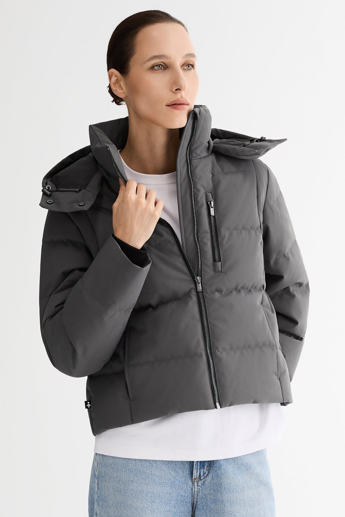 CityForm Short Detachable Hood Down Jacket