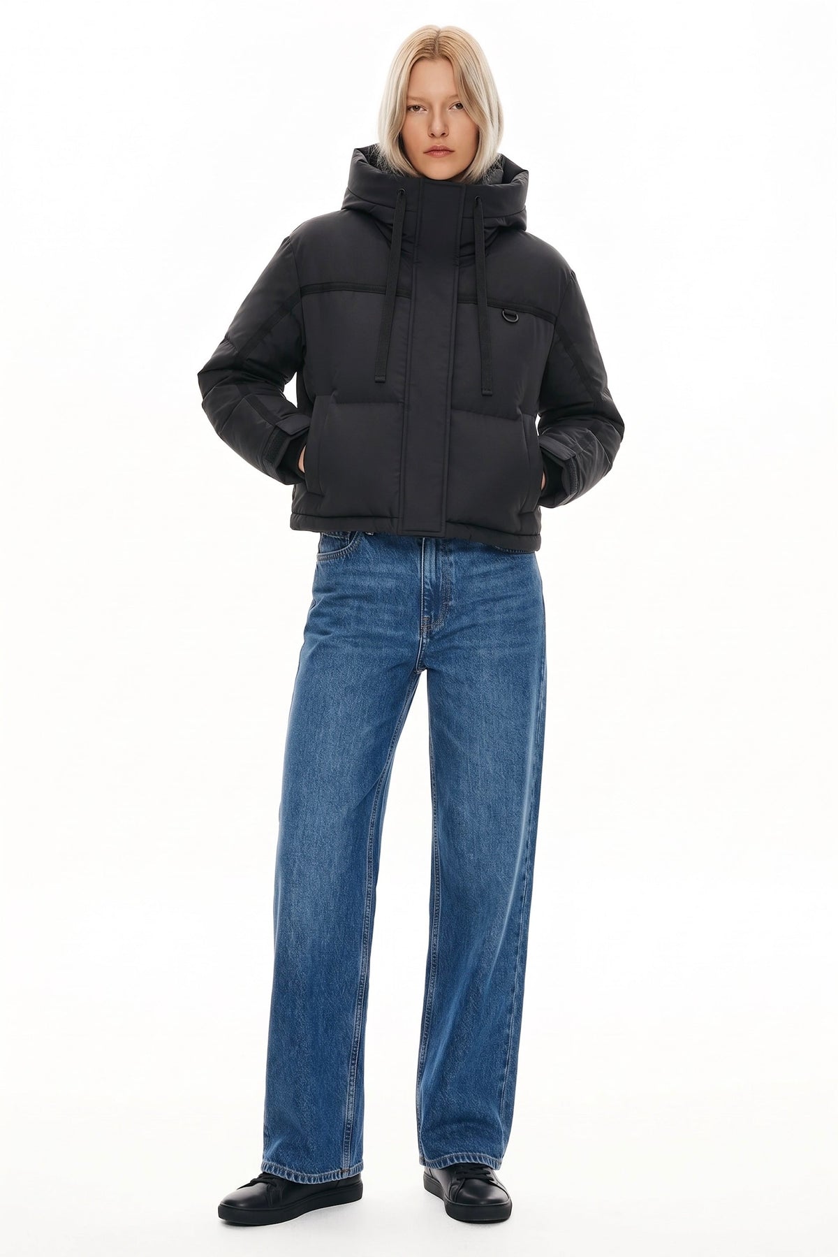 Winter Quilted Hooded Cropped Down Puffer Jacket