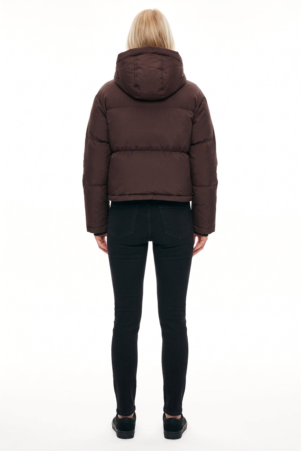 Winter Quilted Hooded Cropped Down Puffer Jacket