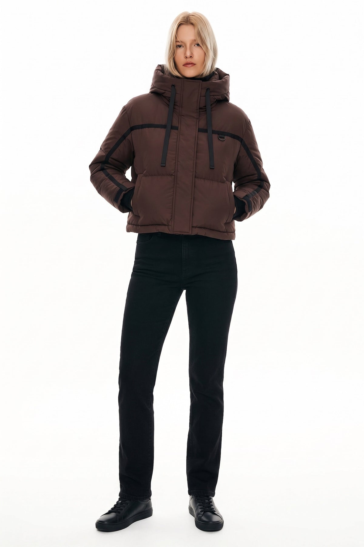 Winter Quilted Hooded Cropped Down Puffer Jacket