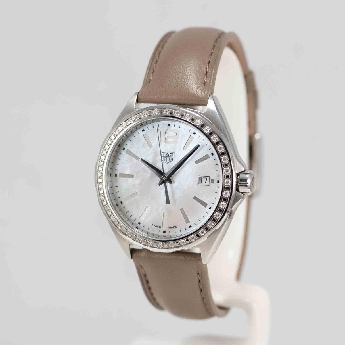 Tag Heuer Formula 1 Quartz Mother of Pearl Dial Brown Leather Strap Watch for Women - WBJ131A.FC8255
