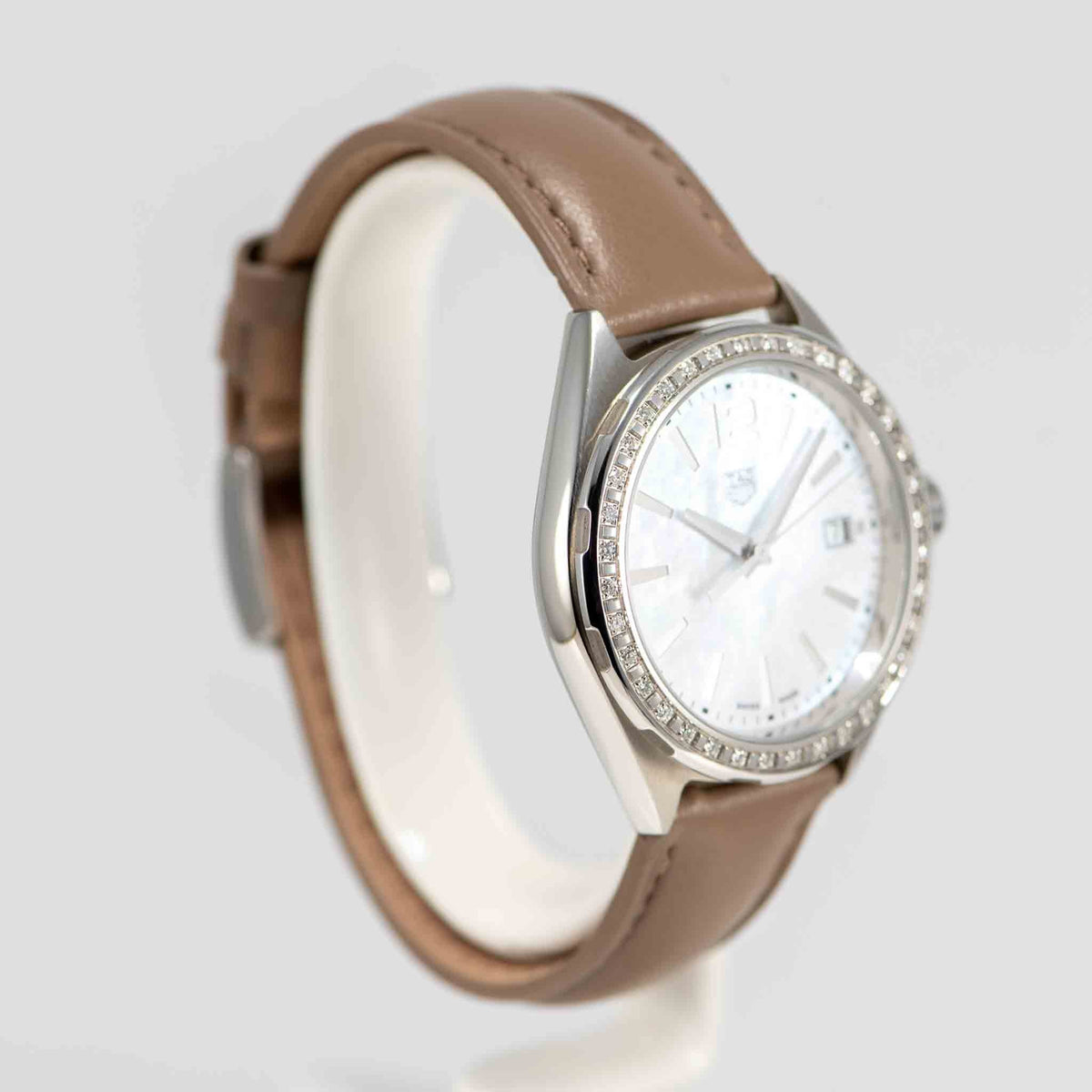 Tag Heuer Formula 1 Quartz Mother of Pearl Dial Brown Leather Strap Watch for Women - WBJ131A.FC8255