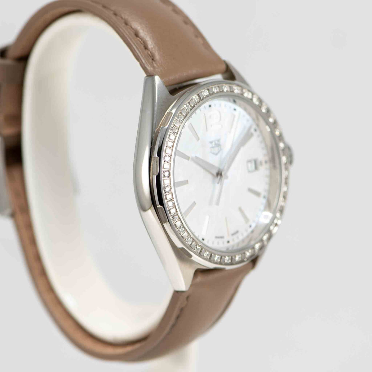 Tag Heuer Formula 1 Quartz Mother of Pearl Dial Brown Leather Strap Watch for Women - WBJ131A.FC8255