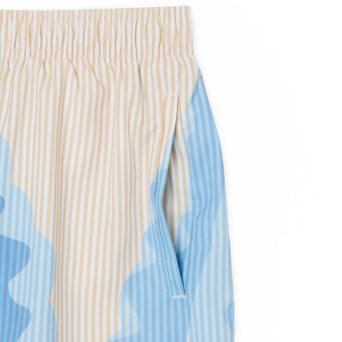Lacoste  MID LENGHT STRIPED TRUNKS SWIMWEAR Short Men’s -WHITE-BEIGE-LIGHT BLUE-3IY