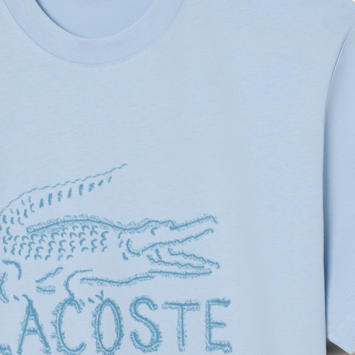 LACOSTE PRINTED COTTON CREW NECK T-SHIRT Men’s -LIGHT BLUE-HBA