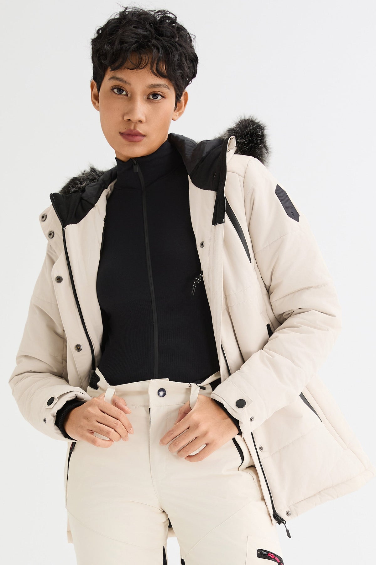 Faux Fur Hooded Mountain Parka Jacket