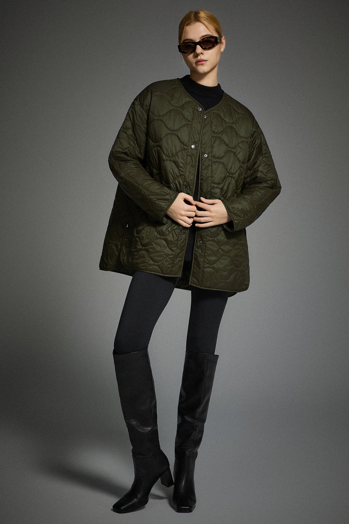 Oversized Quilted Drop-Shoulder Jacket