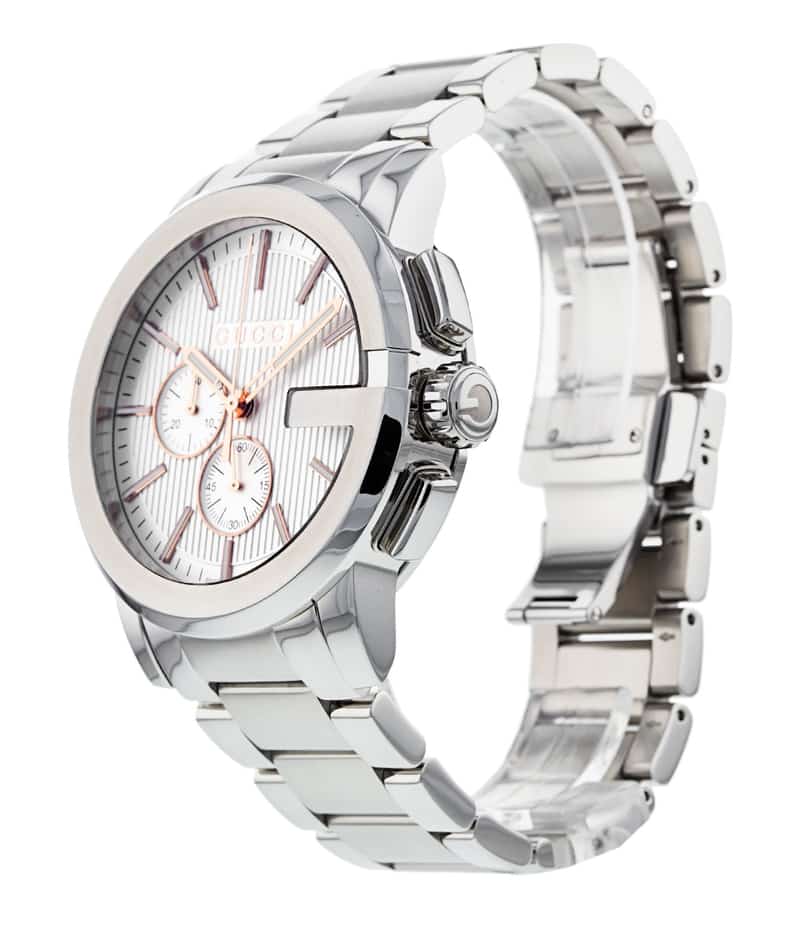 Gucci G Chrono Chronograph Silver Dial Silver Steel Strap Watch For Men - YA101201