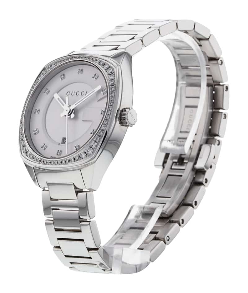 Gucci GG2570 Diamonds Silver Dial Silver Steel Strap Watch For Women - YA142505