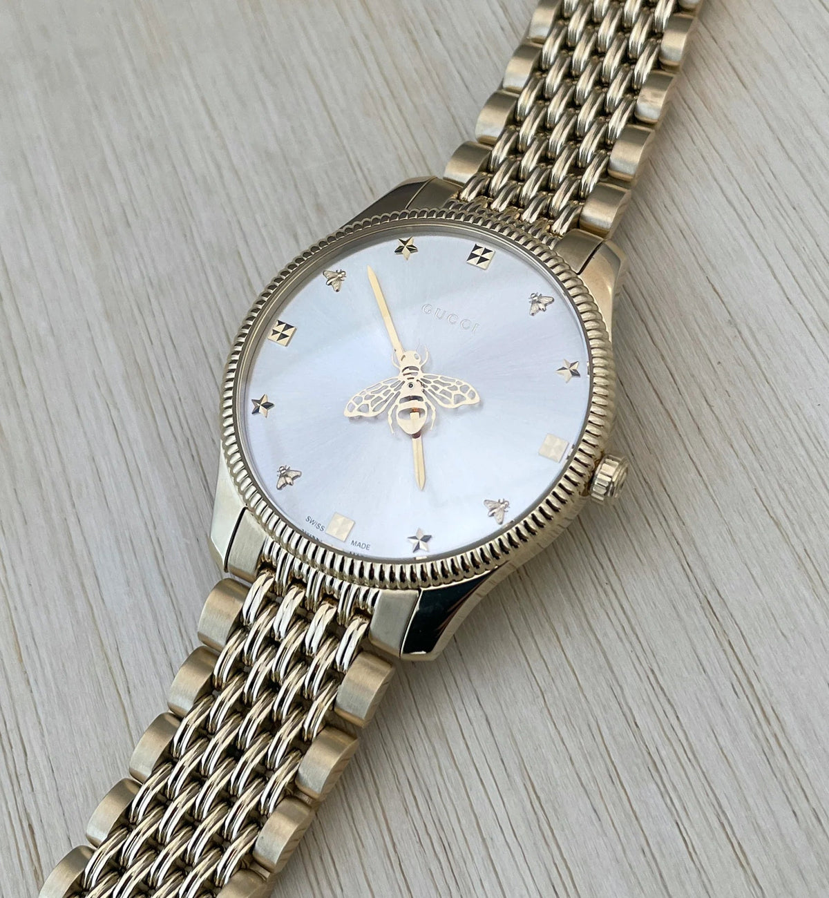 Gucci G Timeless Quartz Silver Dial Gold Steel Strap Watch For Women - YA1264155