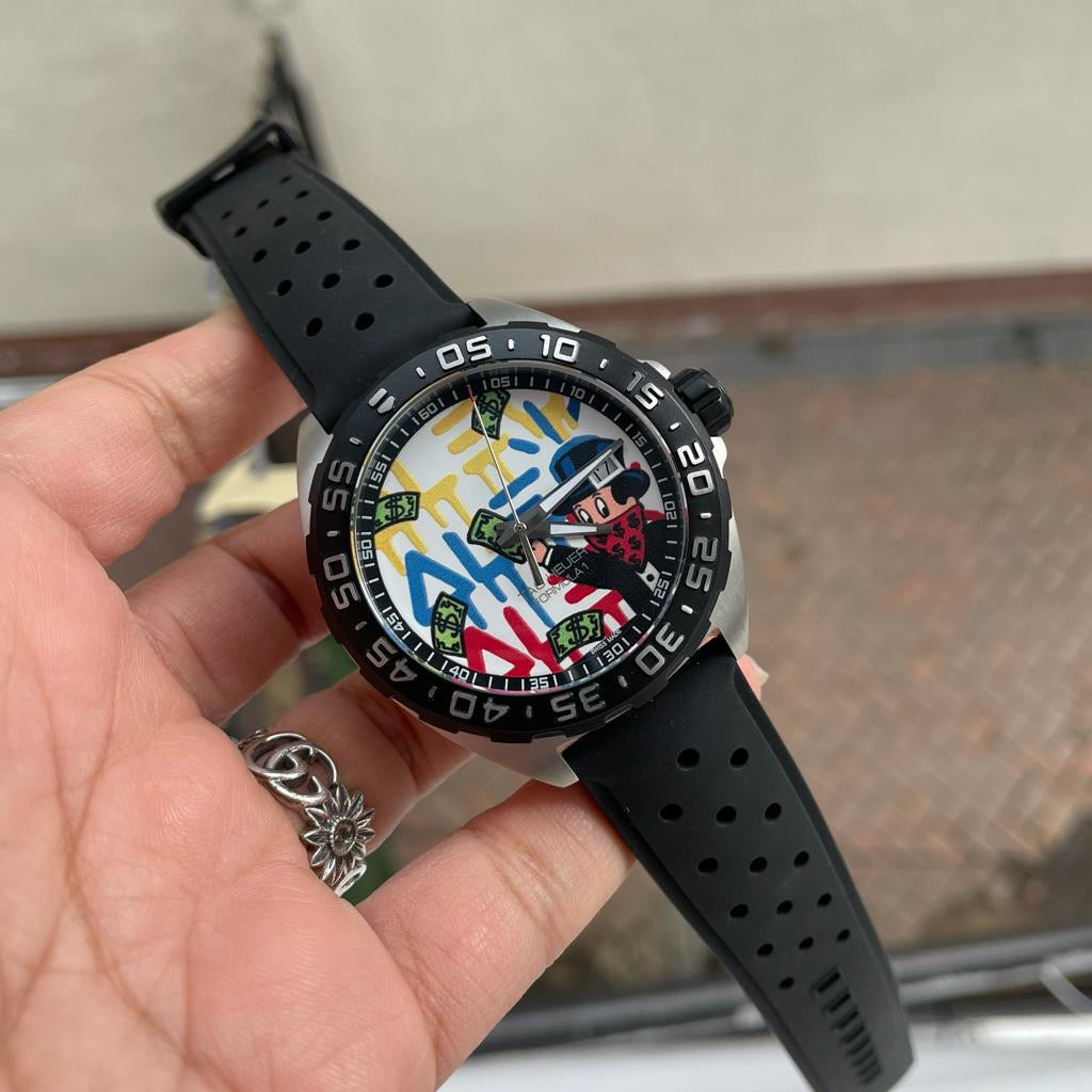 Tag Heuer Formula 1 Alec Monopoly Special Edition Black Rubber Strap Watch for Men - WAZ1119.FT8023