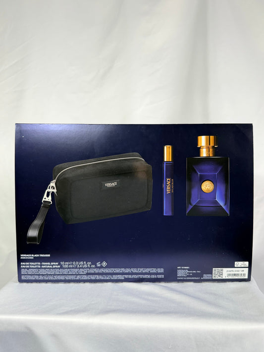 Versace Dylan Blue Pour Homme Eau de Toilette Gift Set – 100ml + 10ml + Black Trousse