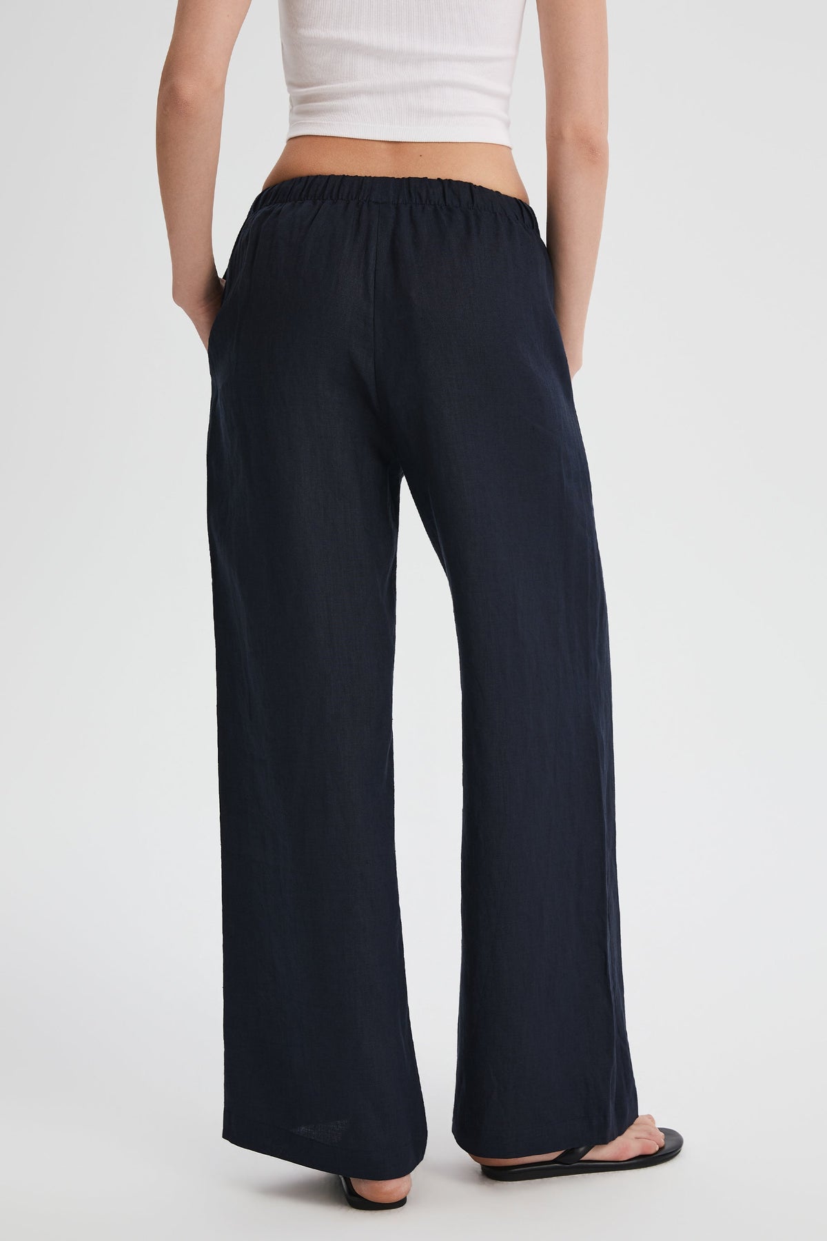 Oversized Linen Wide-Leg Drawstring Pants