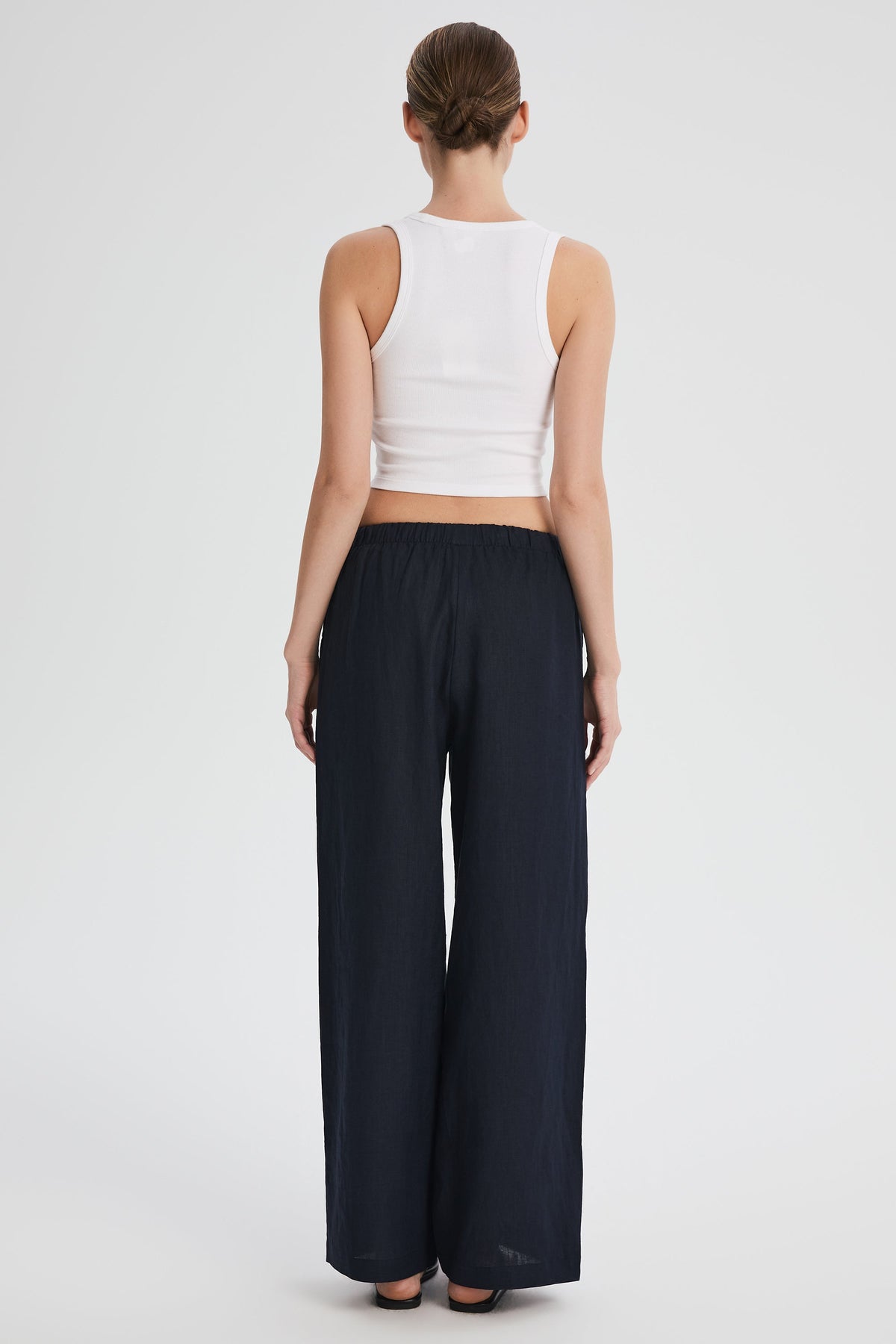 Oversized Linen Wide-Leg Drawstring Pants