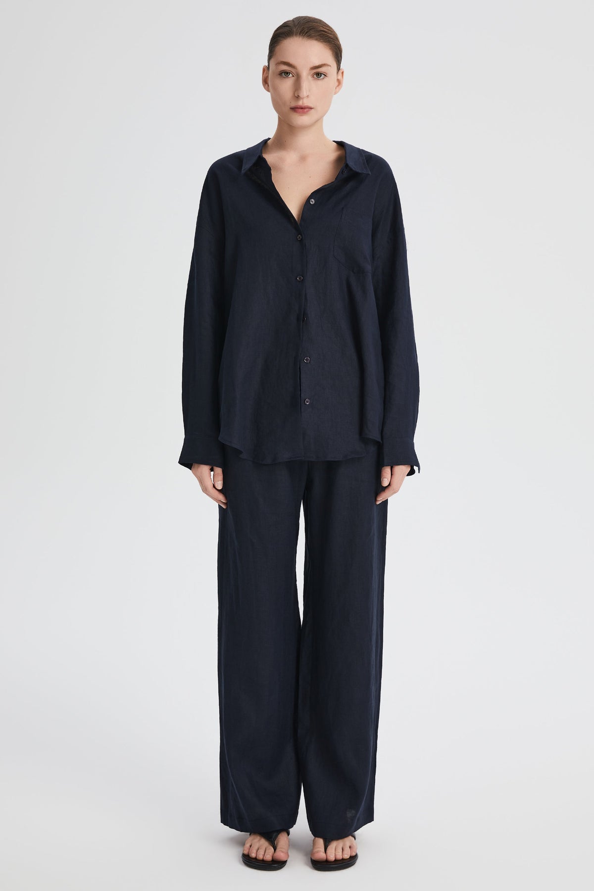 Oversized Linen Button-Up Shirt