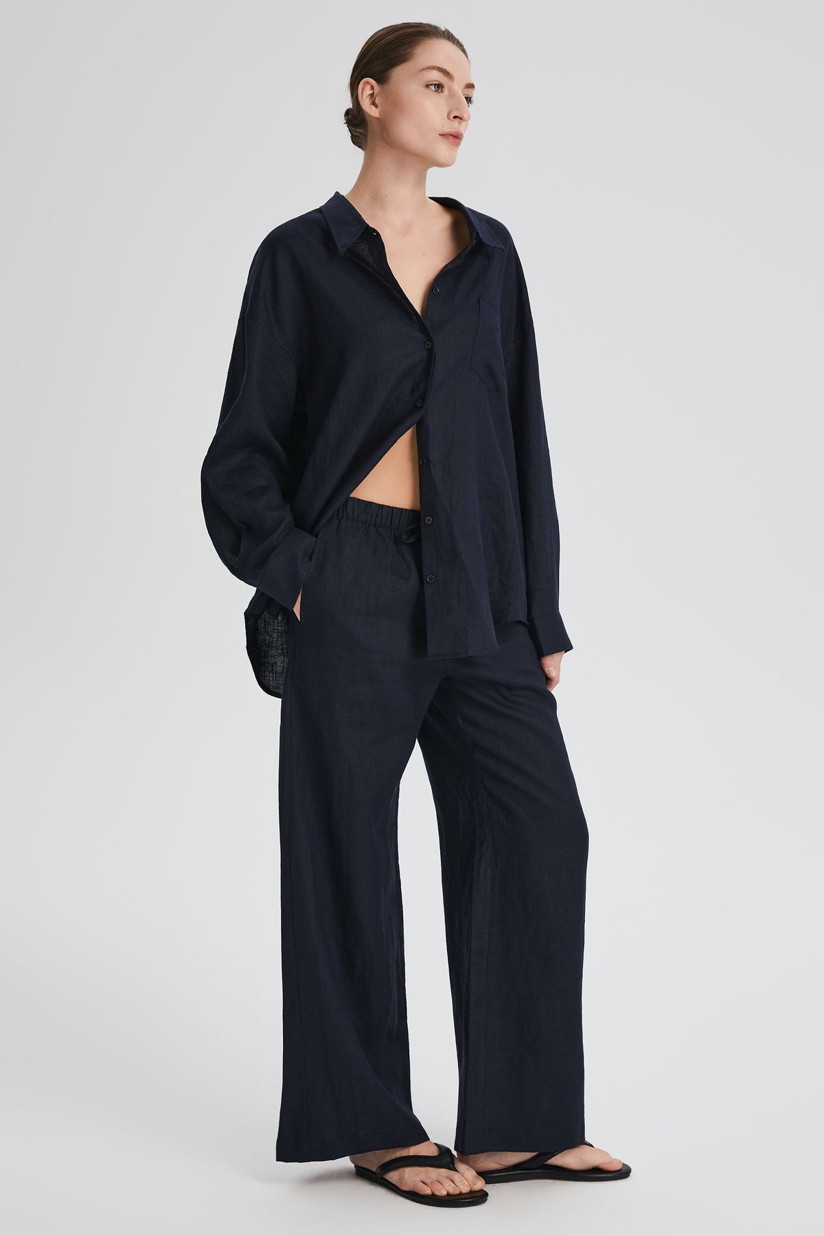 Oversized Linen Button-Up Shirt
