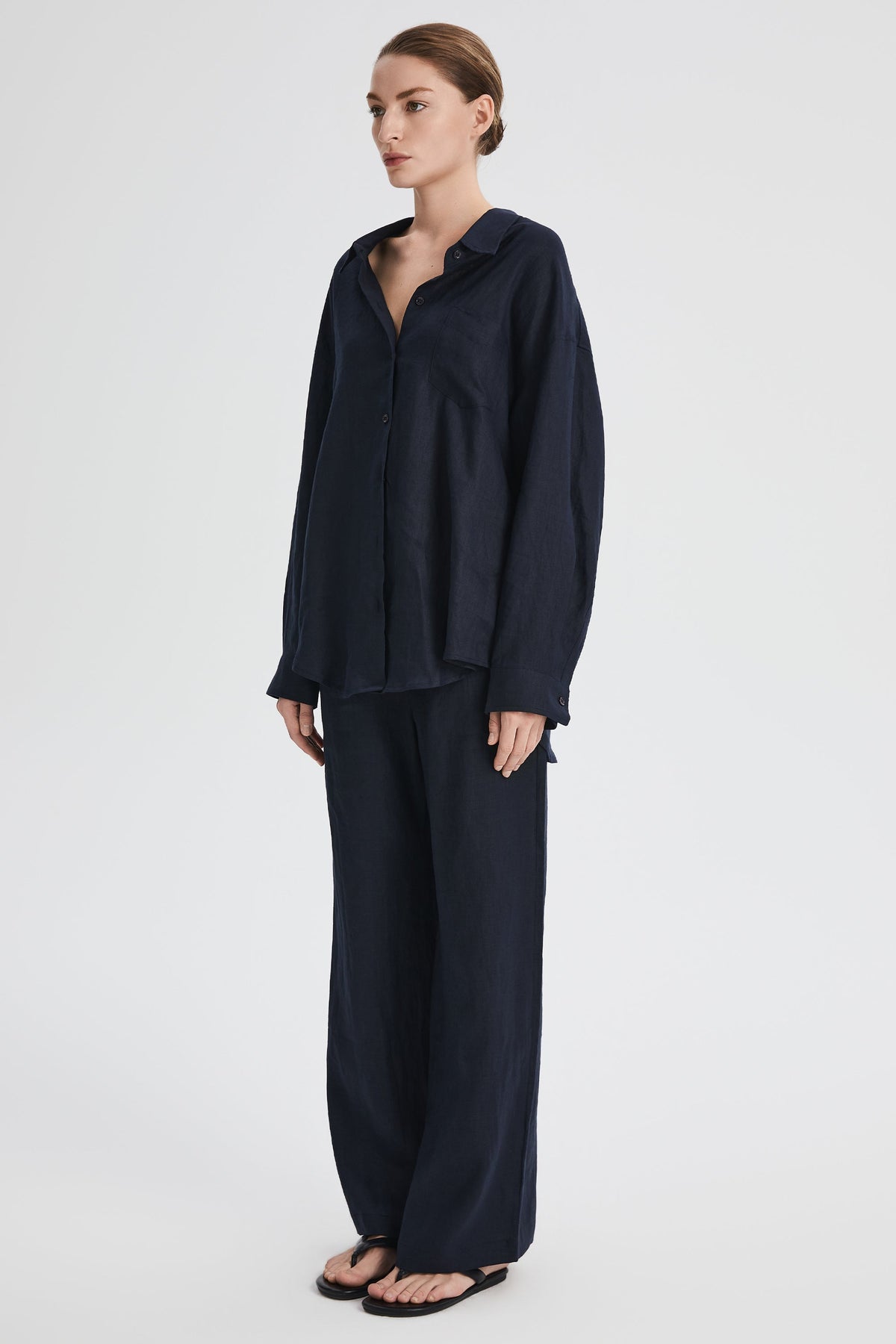 Oversized Linen Button-Up Shirt