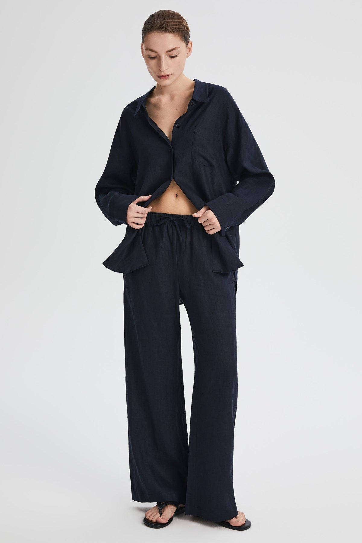 Oversized Linen Button-Up Shirt