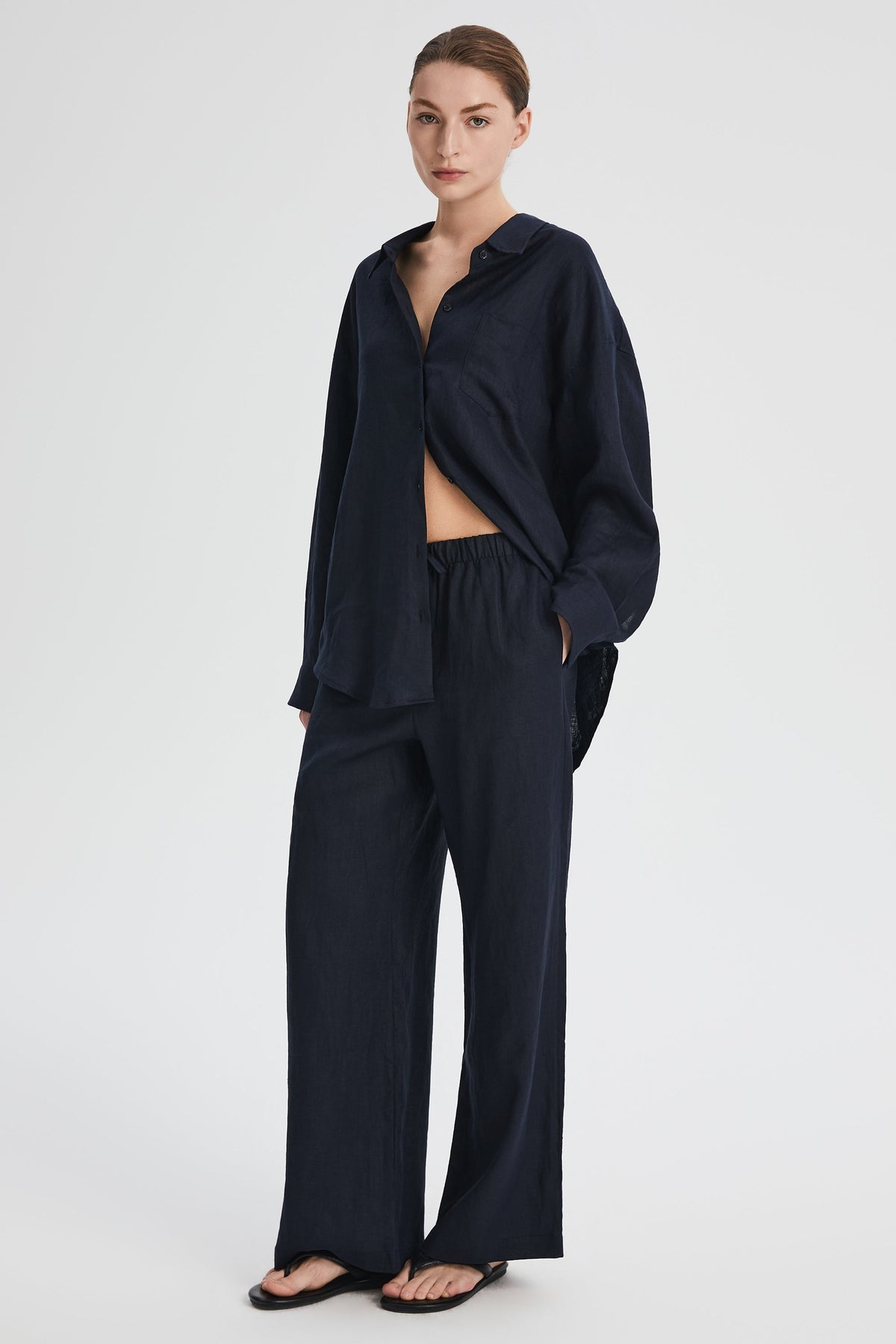 Oversized Linen Button-Up Shirt