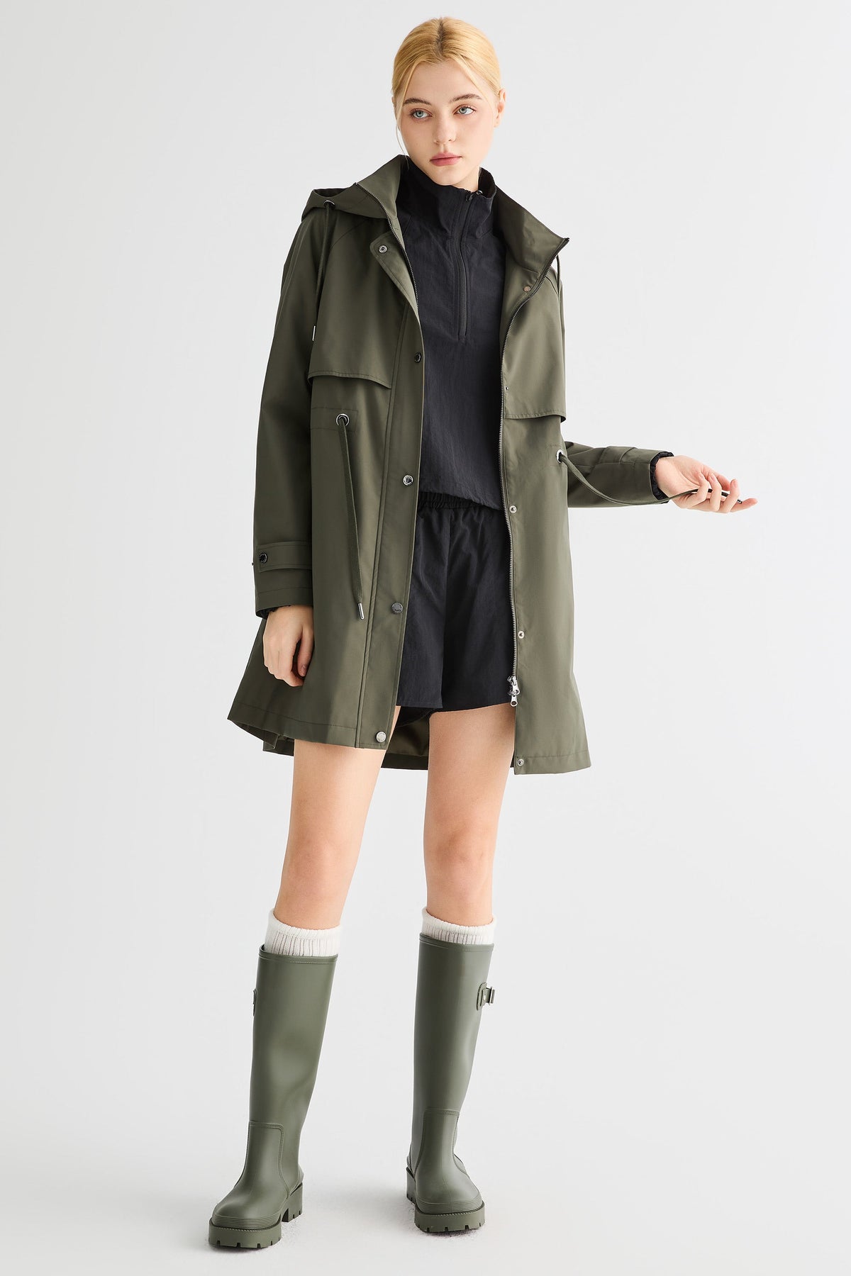 Long Hooded Windbreaker