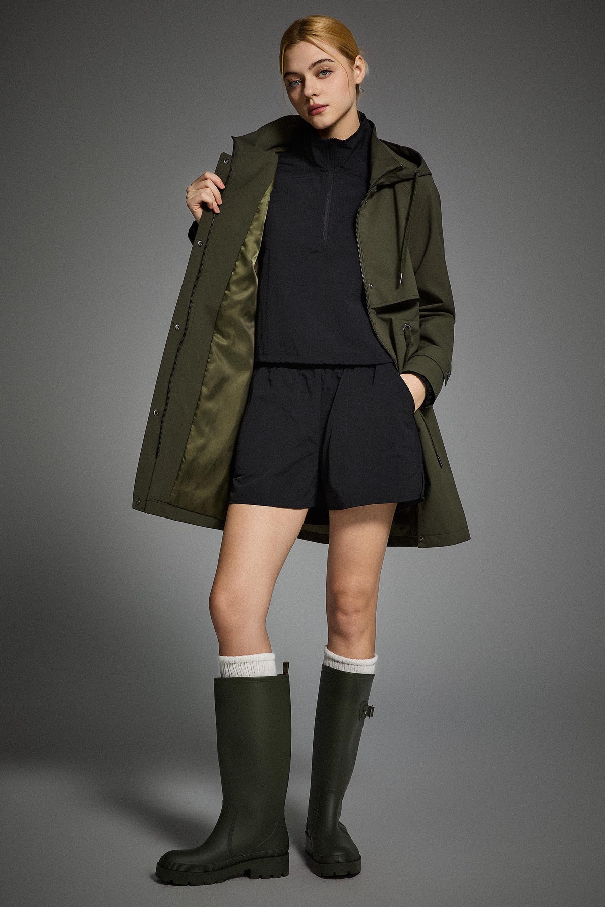 Long Hooded Windbreaker
