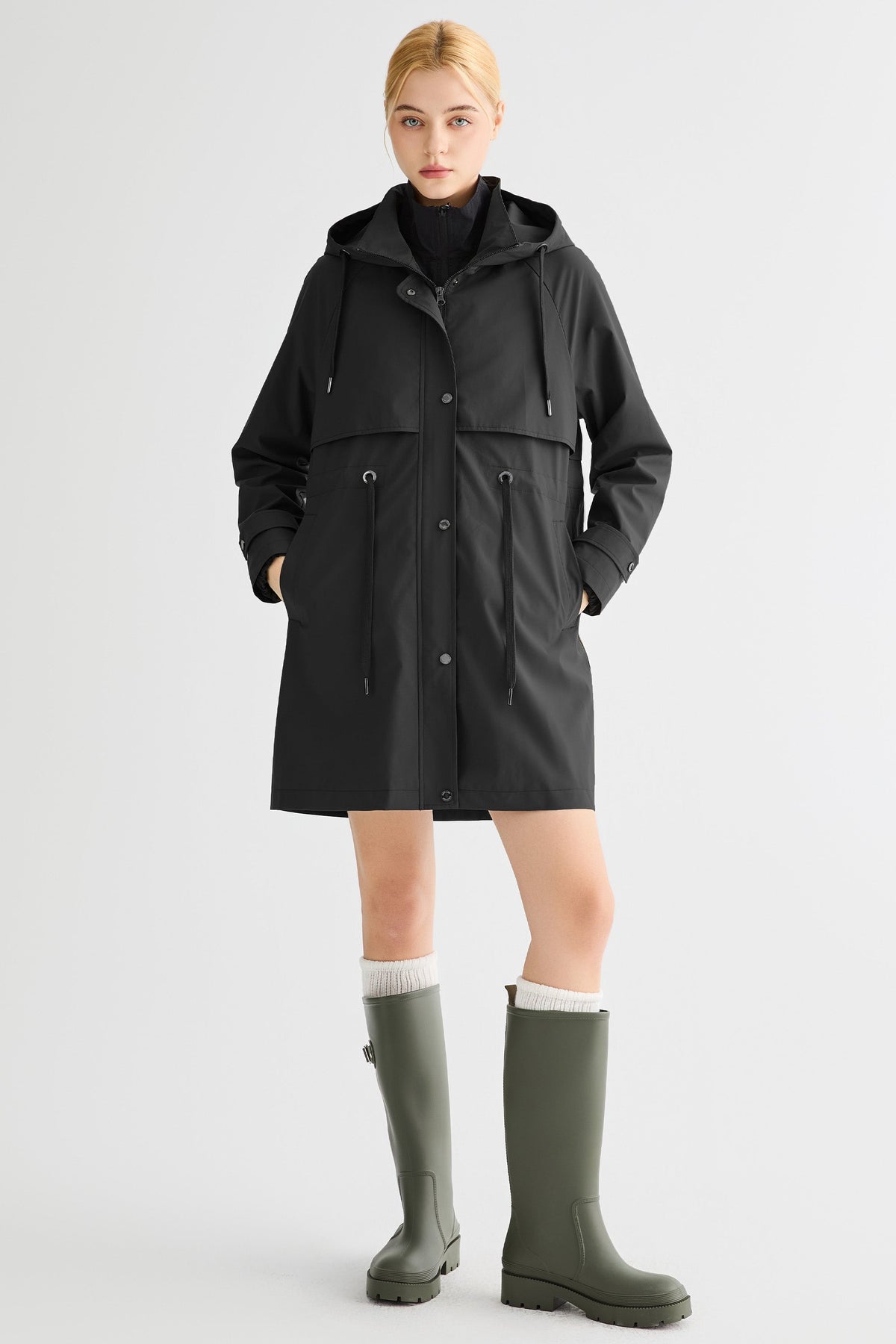 Long Hooded Windbreaker