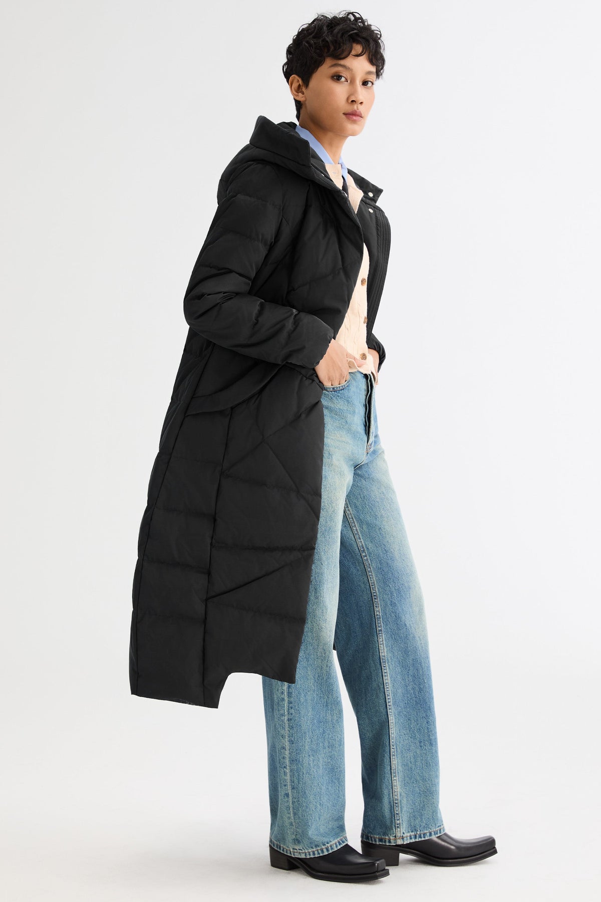 Long Maxi Down Coat with Hood