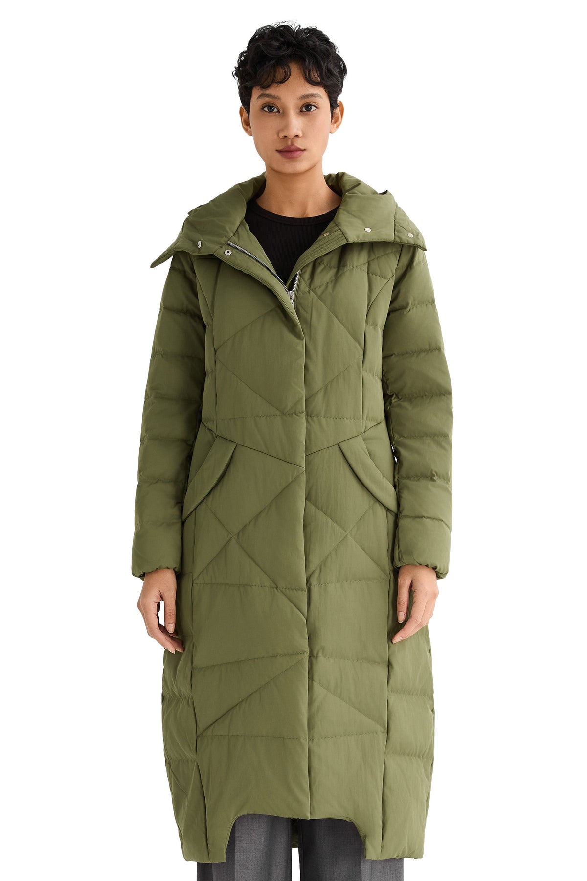 Long Maxi Down Coat with Hood