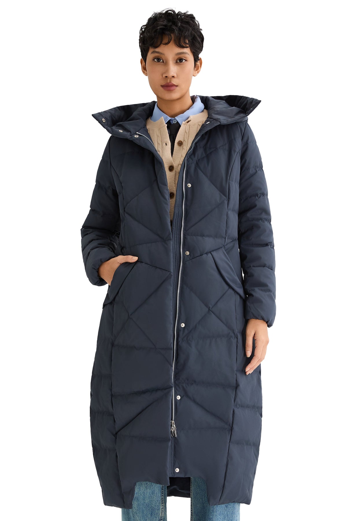 Long Maxi Down Coat with Hood