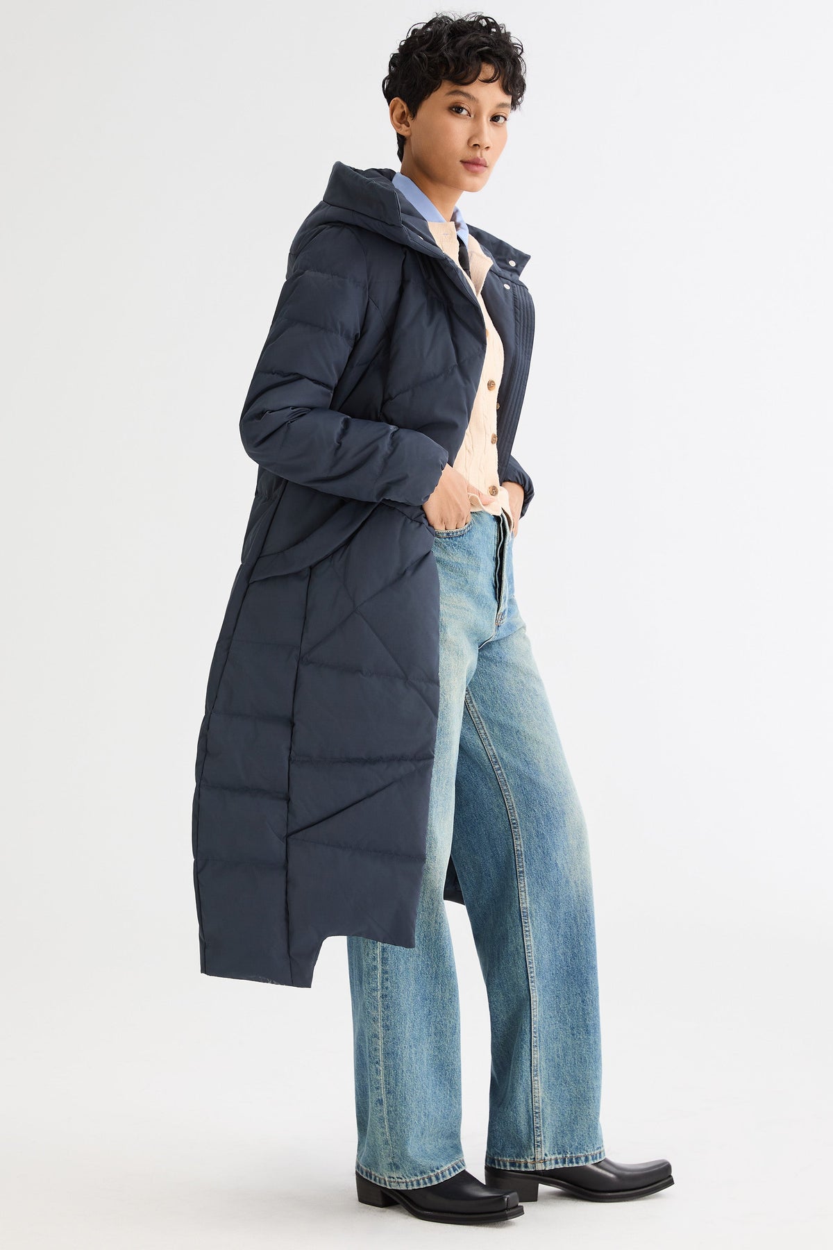 Long Maxi Down Coat with Hood